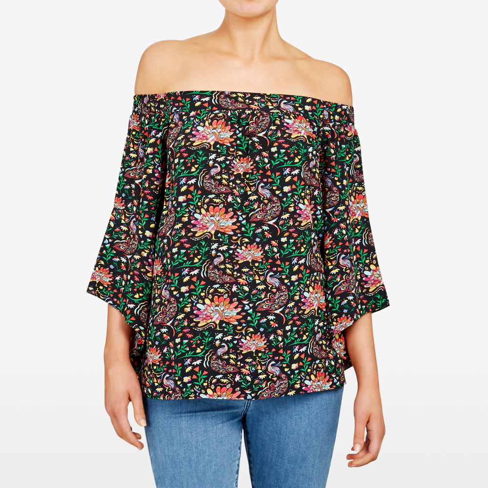 French Connection Off Shoulder Printed Shirt
