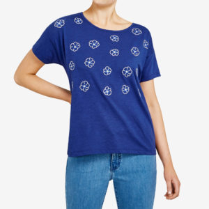 French Connection Embroidered Floral Tee