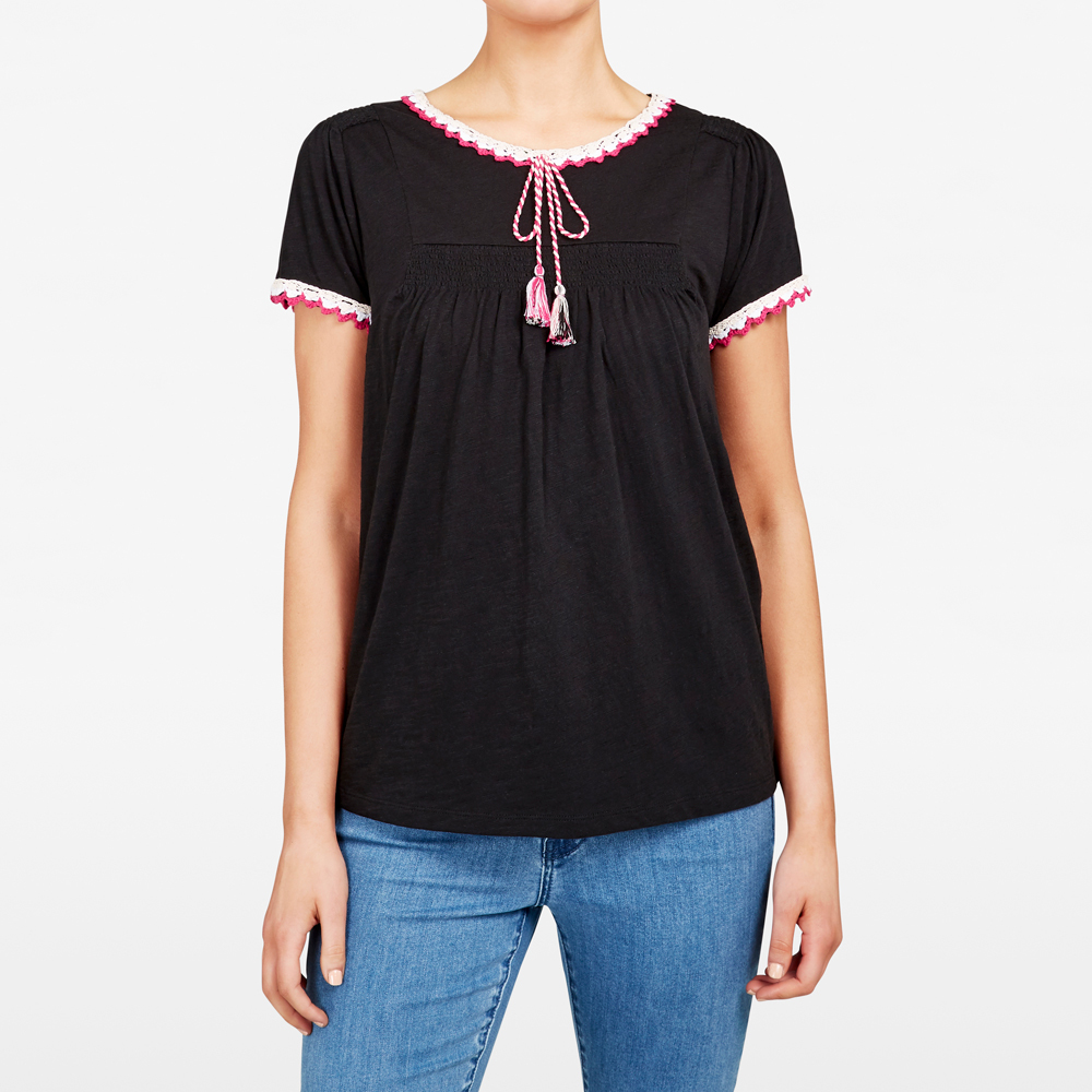 French Connection Crochet Trim Tee
