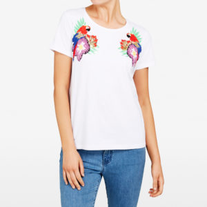 French Connection Embellished Parrot Tee