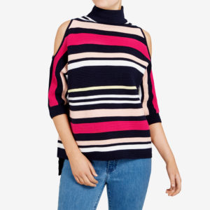 French Connection Mozart Cold Shoulder Stripe Knit