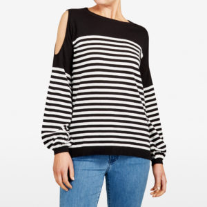 French Connection Cold Shoulder Stripe Knit