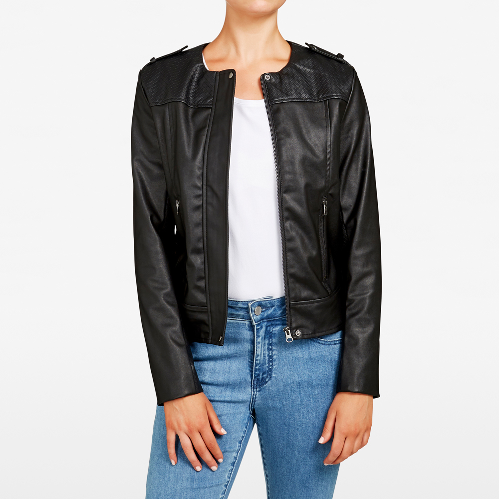 French Connection Basketweave Pu Jacket