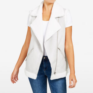 French Connection Faux Suede Shearling Vest