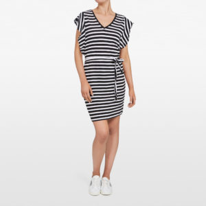 French Connection Stripe Frill Sleeve Dress
