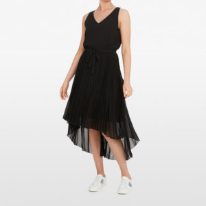French Connection Pleated V Neck Dress