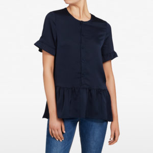 French Connection Babydoll Frill Button Up Shirt