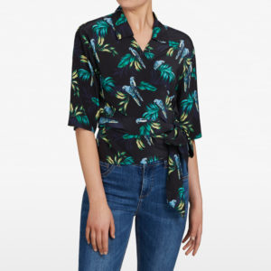 French Connection Paradise Print Wrap Shirt
