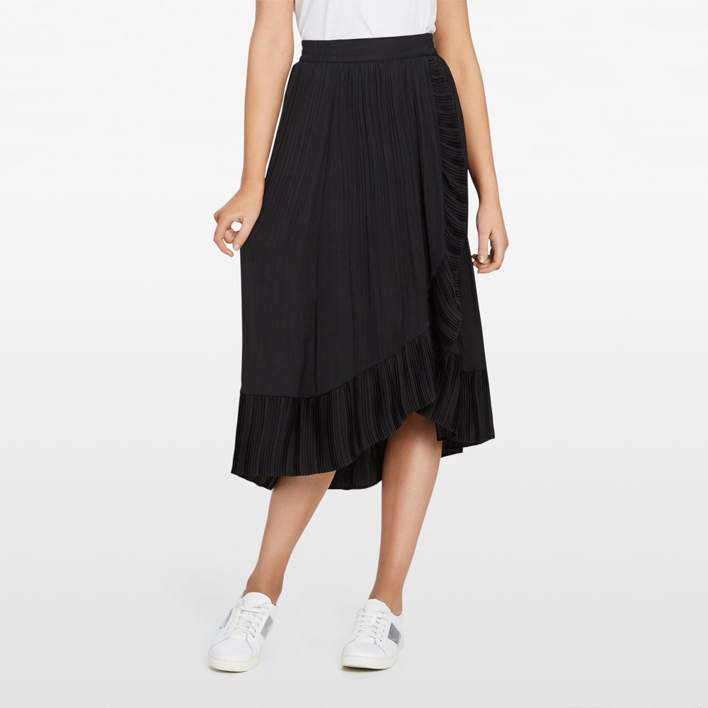 French Connection Midi Pleated Ruffle Skirt