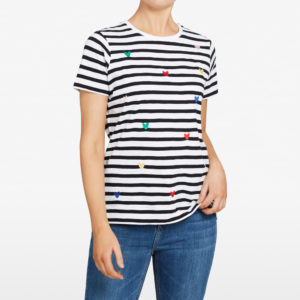 French Connection Stripe Heart Tee