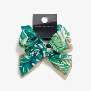 French Connection Leaf Print Scrunchie Set
