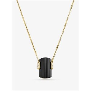Michael Kors 14k Gold-Plated Sterling Silver Onyx Necklace