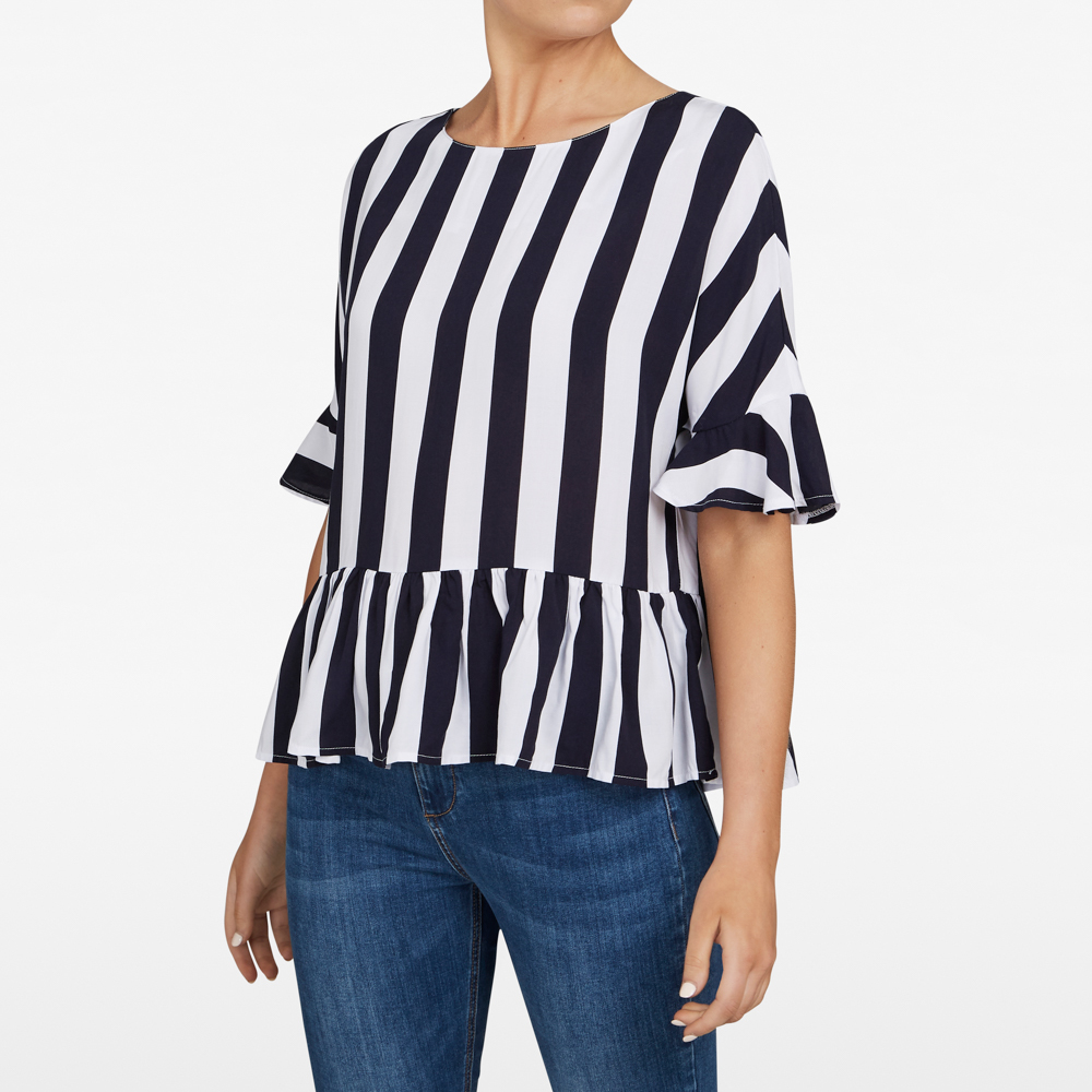 French Connection Stripe Peplum Shirt