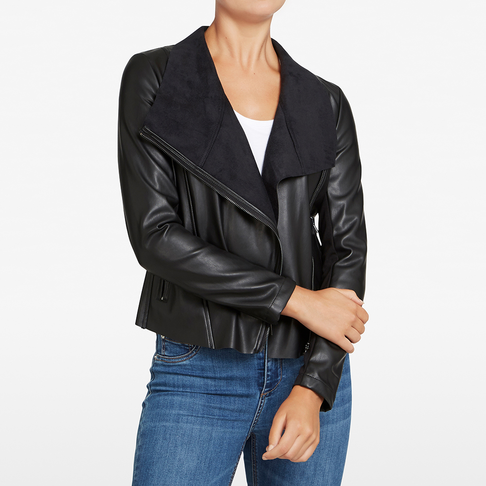 French Connection Leather Look Waterfall Biker