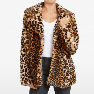 French Connection Animal Print Faux Fur Coat