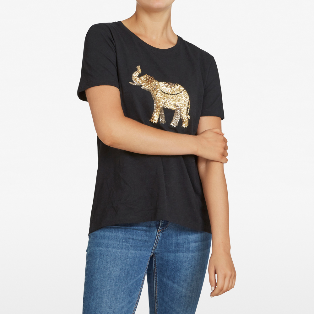 French Connection Embellished Elephant Tee