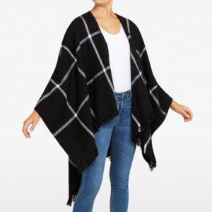 French Connection Check Blanket Poncho