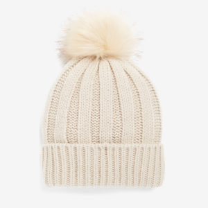 French Connection Oatmeal Pom Beanie