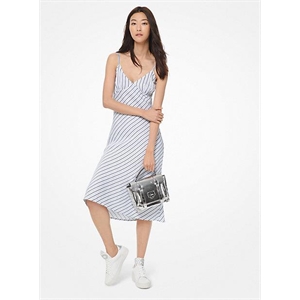 MICHAEL Michael Kors Striped Viscose And Linen Slip Dress
