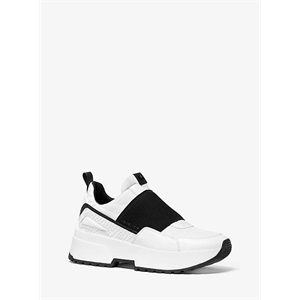 MICHAEL Michael Kors Cosmo Canvas And Snake-Embossed Leather Slip-On Trainer