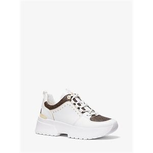 MICHAEL Michael Kors Cosmo Studded Leather And Logo Trainer