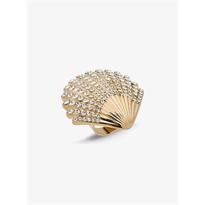 Michael Kors Gold-Tone Pave Clamshell Ring