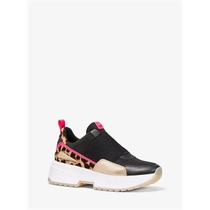 MICHAEL Michael Kors Cosmo Canvas And Calf Hair Slip-On Trainer