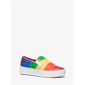 MICHAEL Michael Kors Dylan Rainbow Striped Leather Slip-On Sneaker