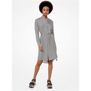 MICHAEL Michael Kors Checkerboard Logo Silk-Twill Shirtdress