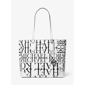 MICHAEL Michael Kors Eva Large Newsprint Logo Leather Tote Bag