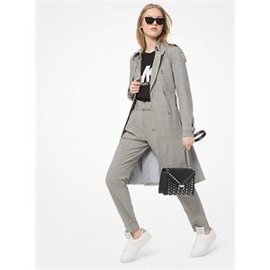 MICHAEL Michael Kors Glen Plaid Stretch-Wool Trench Coat