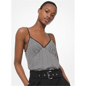 MICHAEL Michael Kors Checkerboard Logo Silk-Twill Camisole