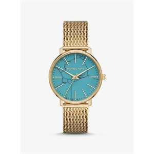 Michael Kors Pyper Gold-Tone Mesh And Turquoise Watch