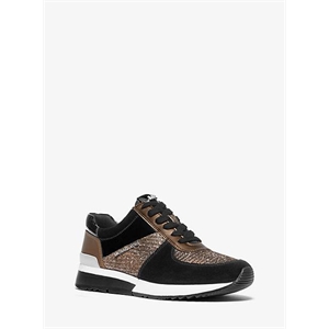 MICHAEL Michael Kors Allie Glitter Chain-Mesh And Suede Trainer