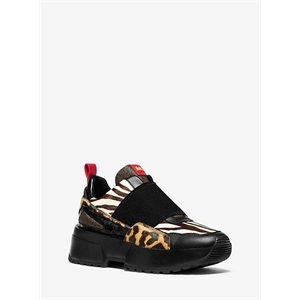 MICHAEL Michael Kors Cosmo Animal-Print Calf Hair Slip-On Trainer