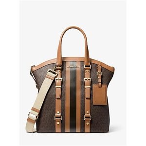 MICHAEL Michael Kors Bedford Travel Large Logo Stripe Dome Tote Bag