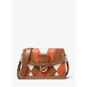 MICHAEL Michael Kors Jessie Large Suede And Leather Patchwork Shoulder Bag