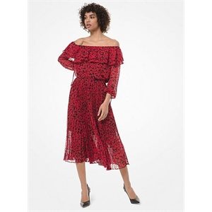 MICHAEL Michael Kors Floral Leaf-Print Georgette Off-the-Shoulder Top