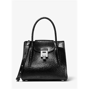 Michael Kors Collection Bancroft Medium Crackled Calf Leather Satchel