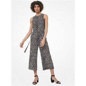 MICHAEL Michael Kors Leopard Crepe Belted Jumpsuit