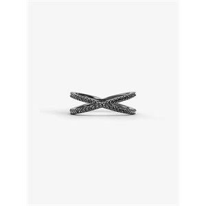 Michael Kors Black Rhodium-Plated Sterling Silver Pave Nesting Ring