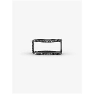 Michael Kors Black Rhodium-Plated Sterling Silver Pave Ring Jacket