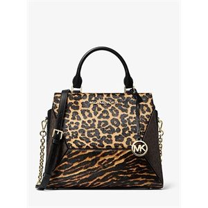MICHAEL Michael Kors Prism Large Animal-Print Calf Hair And Leather Satchel