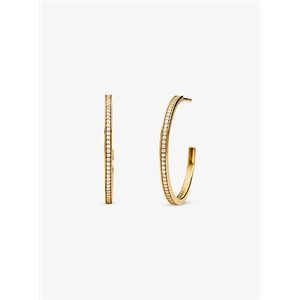 Michael Kors Precious Metal-Plated Sterling Silver Pave Hoop Earrings