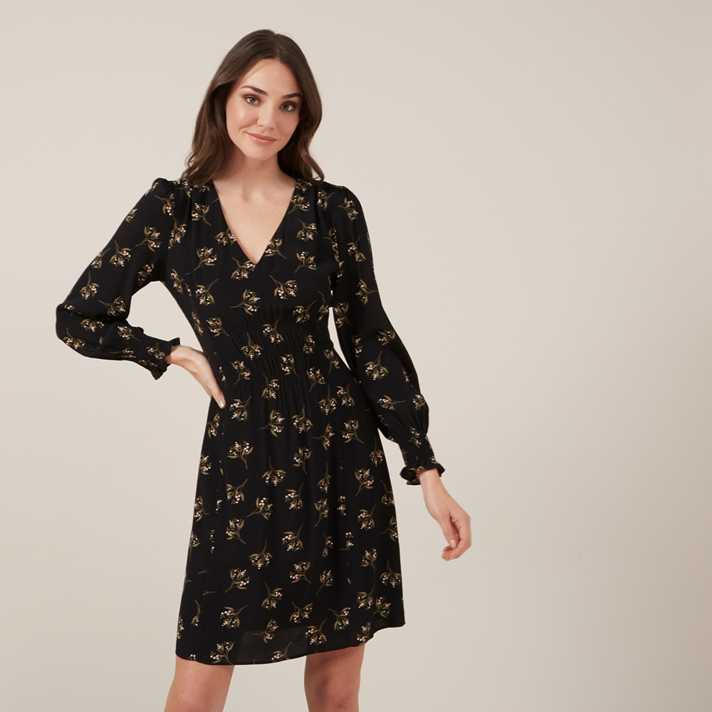 French Connection Shirred Waist Mini Dress