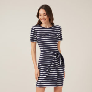 French Connection Jersey Stripe Wrap Dress