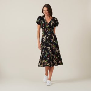 French Connection Cheetah Floral Midi Dress