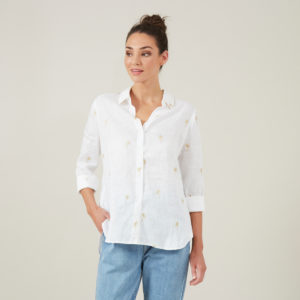 French Connection Gold Palm Foil Shirt