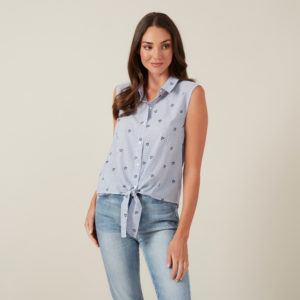 French Connection Tie Front Heart Shirt