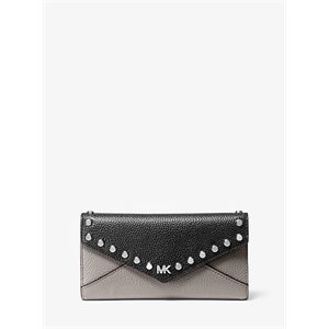 MICHAEL Michael Kors Large Studded Two-Tone Pebbled Leather Envelope Wallet